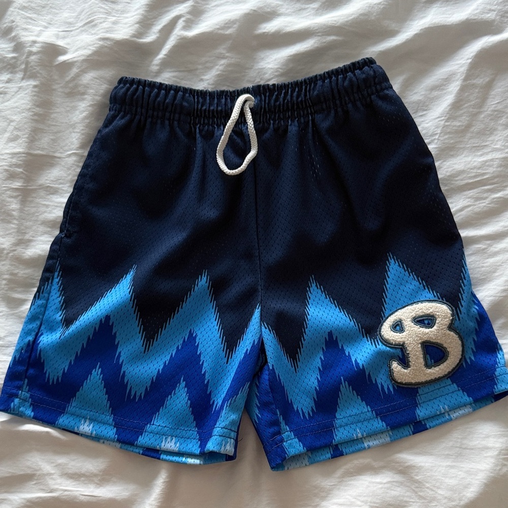 Bucketsquad Blue Zigzag Patterned Shorts